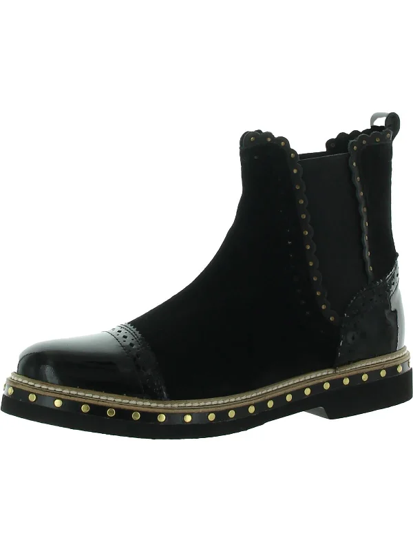 Stay Ahead In Style Atlas Womens Suede Studded Chelsea Boots