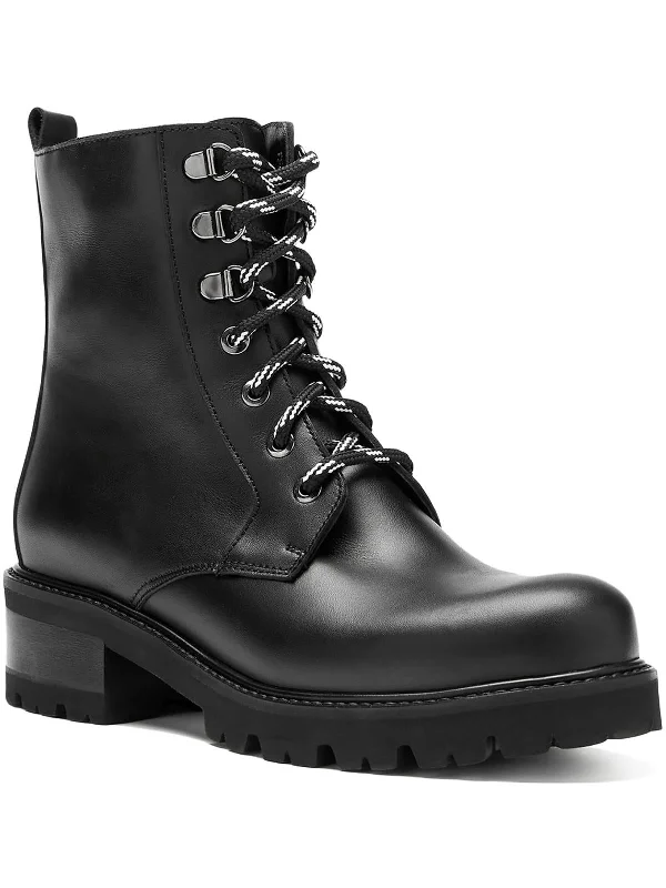 Ride The Style Wave Clover  Womens Leather Zipper Combat & Lace-up Boots