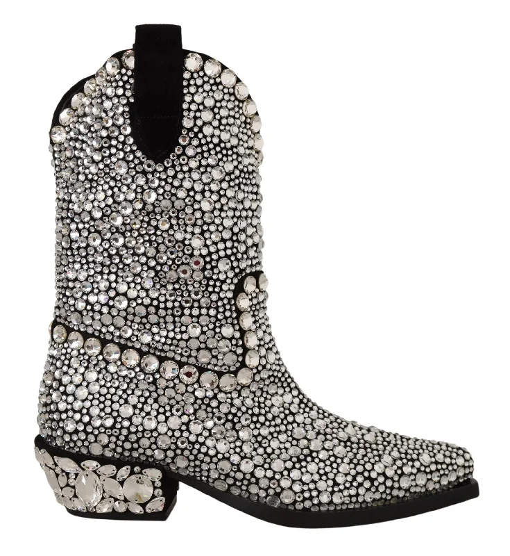 Romantic Fashion Discounts Dolce & Gabbana Crystal-Embellished  Suede Women's Boots