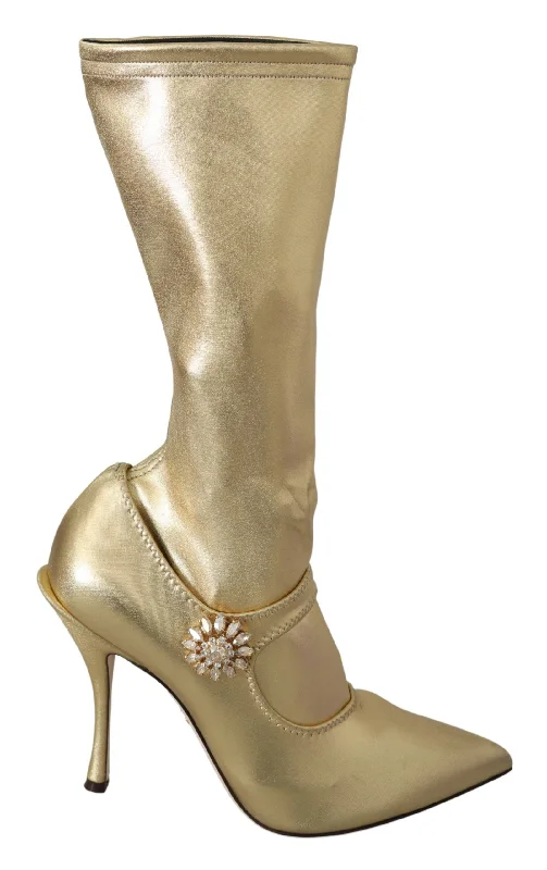 Sleek Style Discounts Dolce & Gabbana Elegant  Ankle Boots Socks with Women's Rhinestones