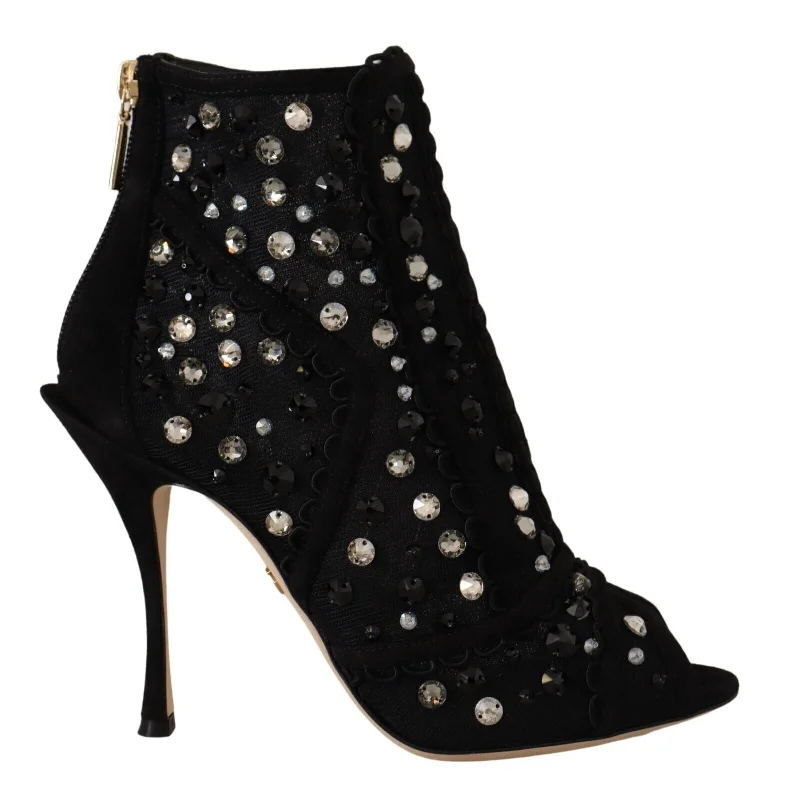 Laid-Back Fashion Offers Dolce & Gabbana Embellished Crystal Short Women's Boots