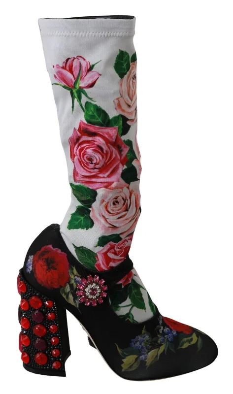 Flash Sale Starts Dolce & Gabbana Floral Embellished Socks Women's Boots