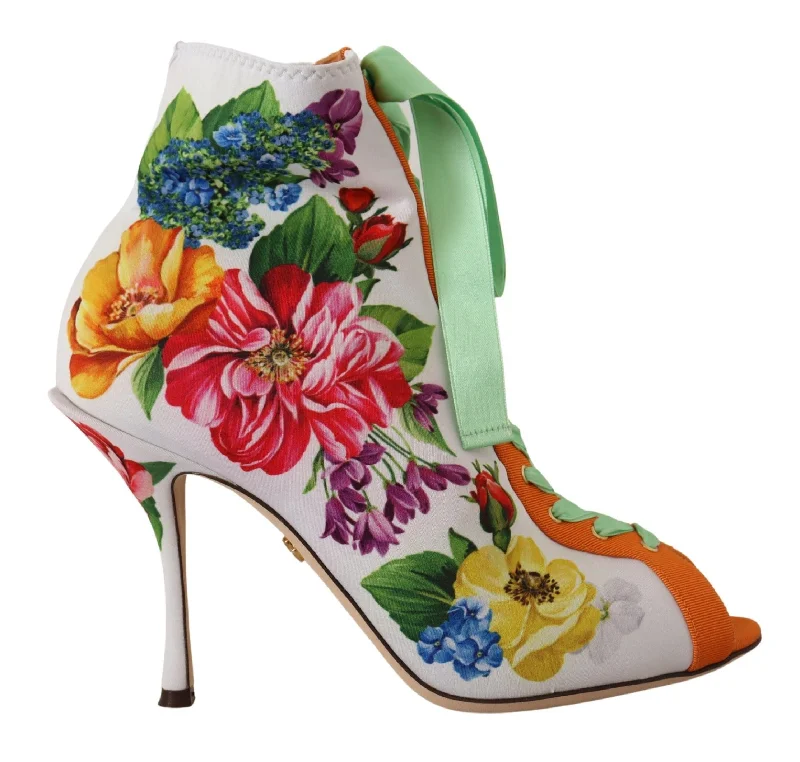 Urban Style Promotions Dolce & Gabbana Floral Open Toe Jersey Women's Heels