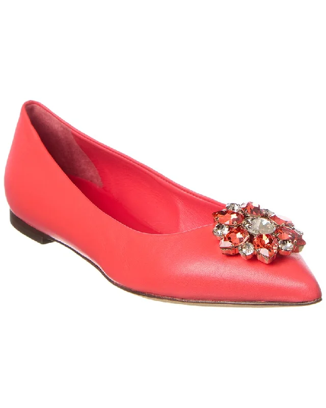 Breathable Shoes Dolce & Gabbana Jewel Embellished Leather Flat