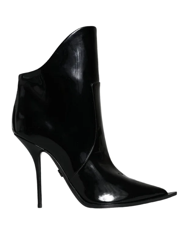 Limited Time Offer Dolce & Gabbana  Patent Leather Pointed Ankle Boots Women's Shoes