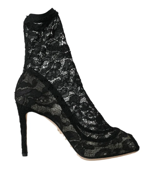 Limited Time Special Offer Dolce & Gabbana  Stretch Taormina Lace Boots Women's Shoes