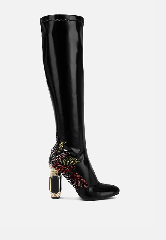 Discover Now ecstasy fantasy heel patchwork knee high boots