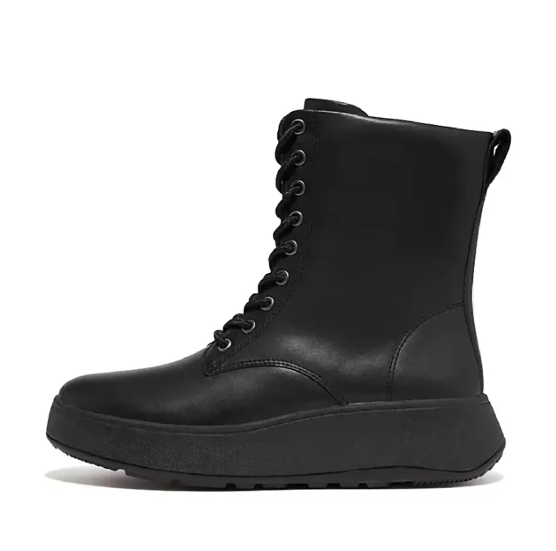 Non-Slip Shoes F-Mode Nubuck Lace-Up Flatform Ankle Boots In Black