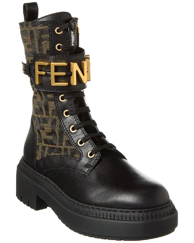 Fashion Forward FENDI Fendigraphy FF & Leather Biker Boot