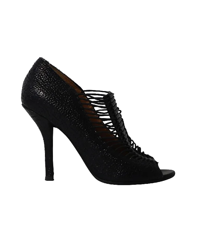 All-Season Shoes Discount Givenchy Spazz Peep Toe Booties in Black Leather