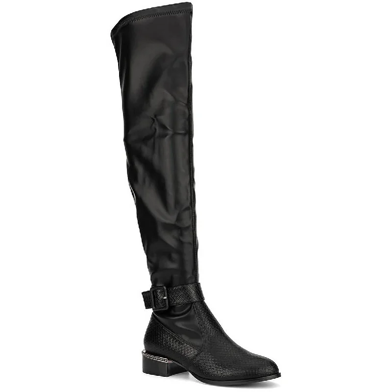 Comfortable Work Shoes Hailey Womens Pull On Zipper Over-The-Knee Boots