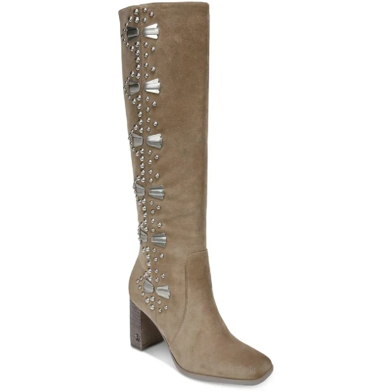 Chic And Edgy Oma Womens Suede Embellished Knee-High Boots