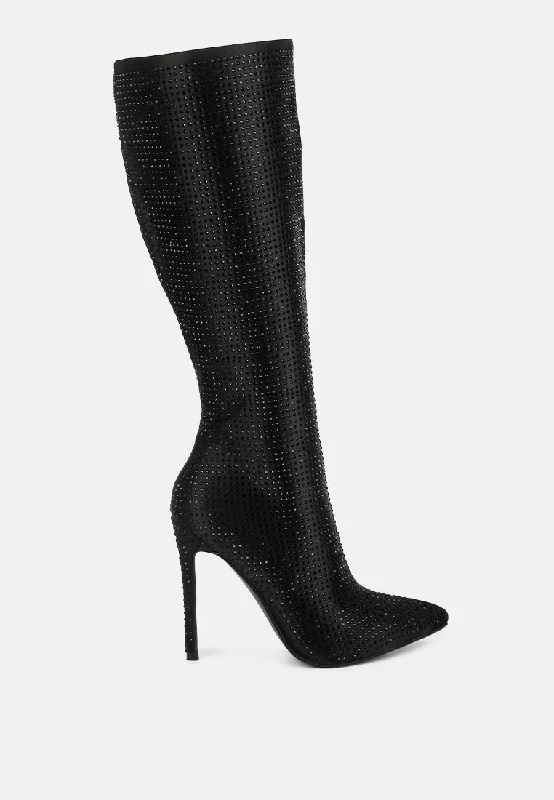 New Styles Just In pipette diamante set high heeled calf boot