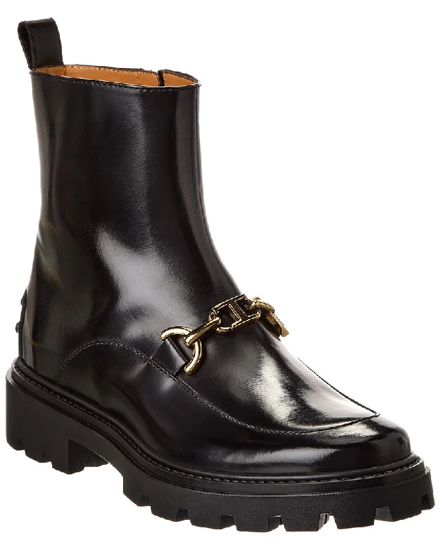 Stylish All-Day Wear Shoes TOD’s T Logo Leather Boot