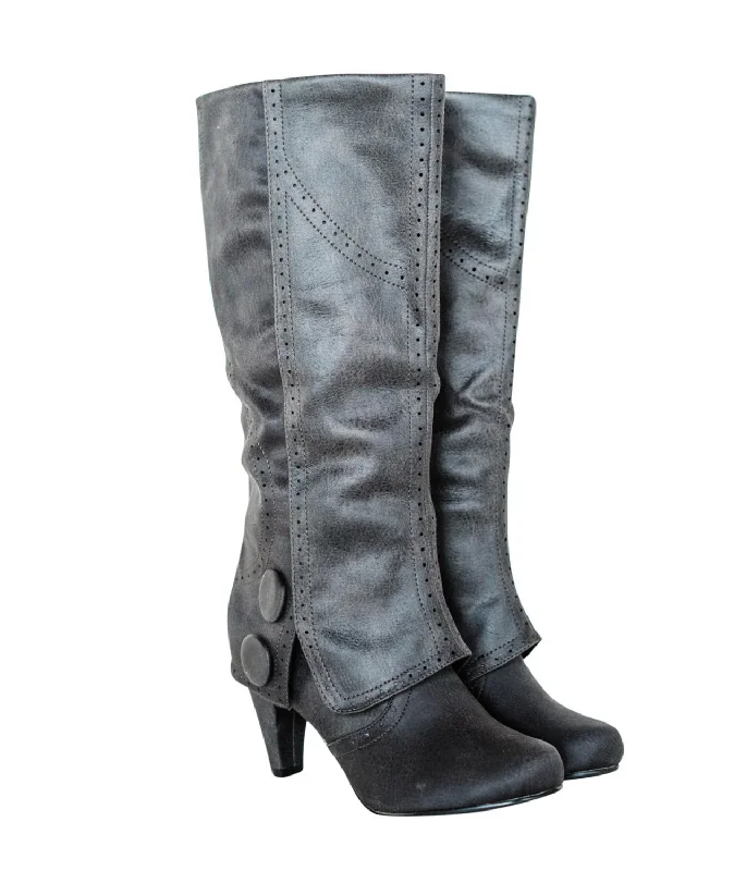 Chic Styles Women's B Dad Boots In Charcoal