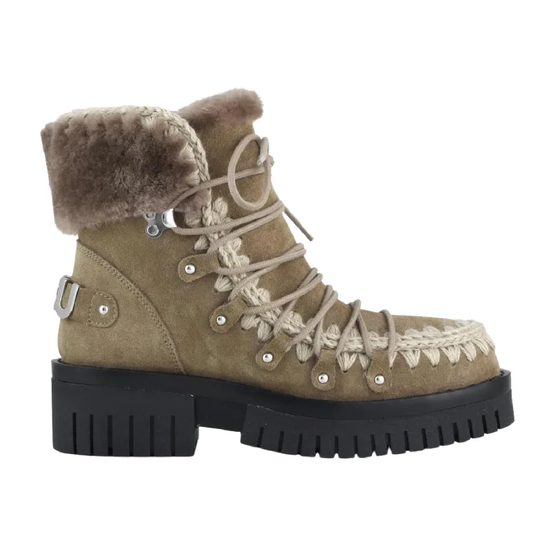 Classic Modern Offers Women's Eskimo Combat Lace Up Boots In Elephant Grey