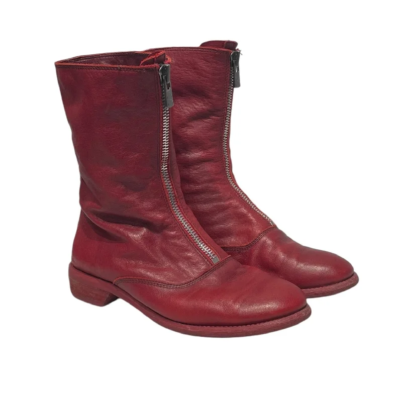 Slip-Resistant Footwear Promotion GUIDI/Boots/US 7.5/Leather/RED/Front Zip Boots