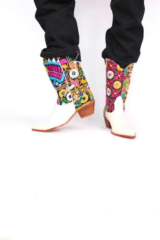 Limited Stock EMBROIDERED PATCHWORK WESTERN BOOTS ANDROMEDA