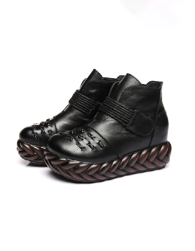 Chic Style Discounts Front Woven Retro Platform Boots