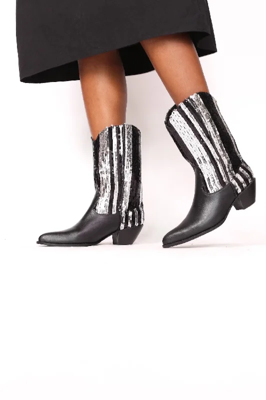 Women's Trendy Boots SEQUIN LEATHER BOOTS SUNITE