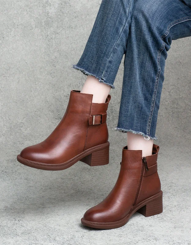 Budget Friendly Side Buckle Comfortable Chunky Heel Chelsea Booties