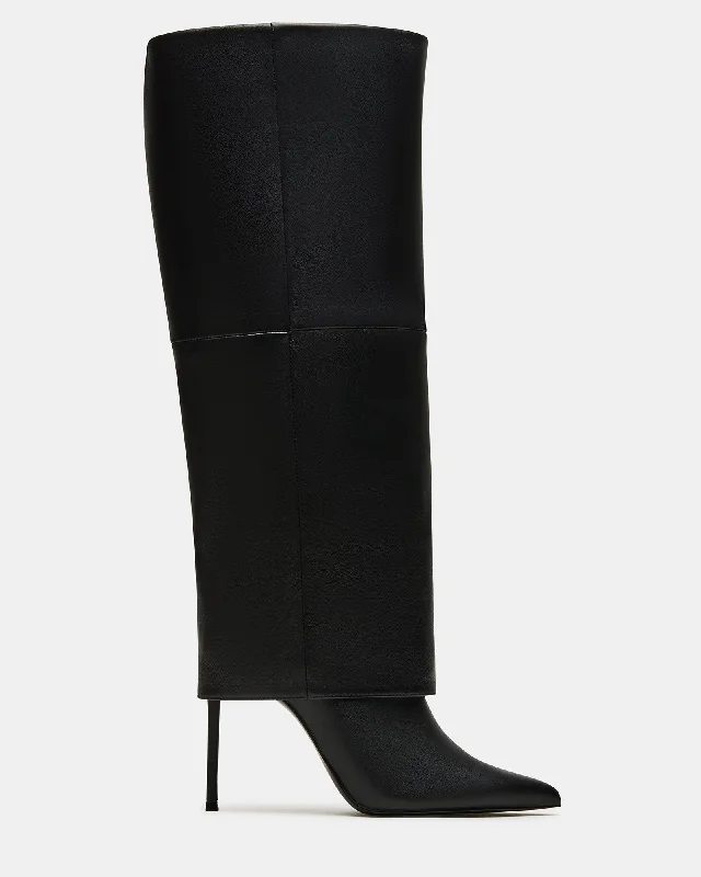 Feminine Luxe Style Sale SMITH BLACK LEATHER WIDE CALF