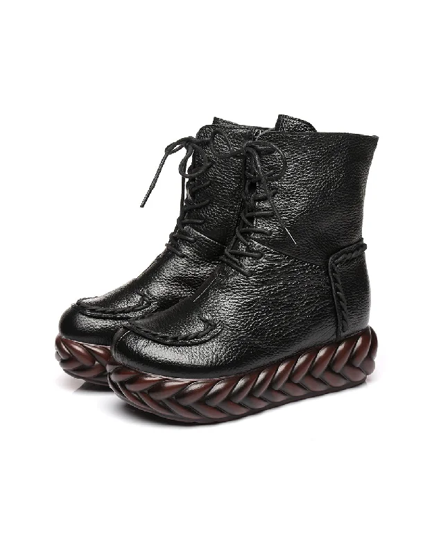 Comfortable Stretch Shoes Promotion Waterproof Lace-up Retro Platform Boots