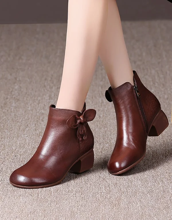 Elevated Casual Discounts Autumn Bowknot Handmade Retro Chunky Boots