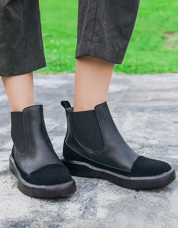 Discover Promotions Autumn Handmade Retro Leather Women's Short Boots