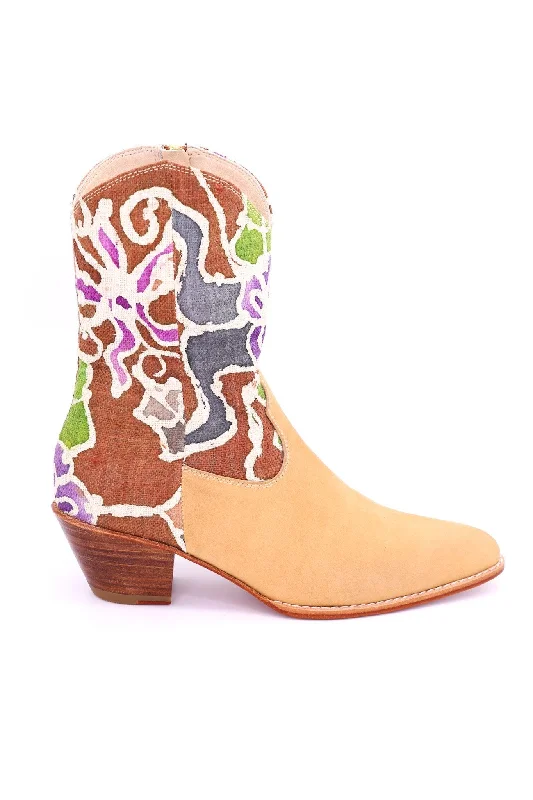 Chic Breathable Shoes BATIK HEMP LEATHER BOOTS ALY