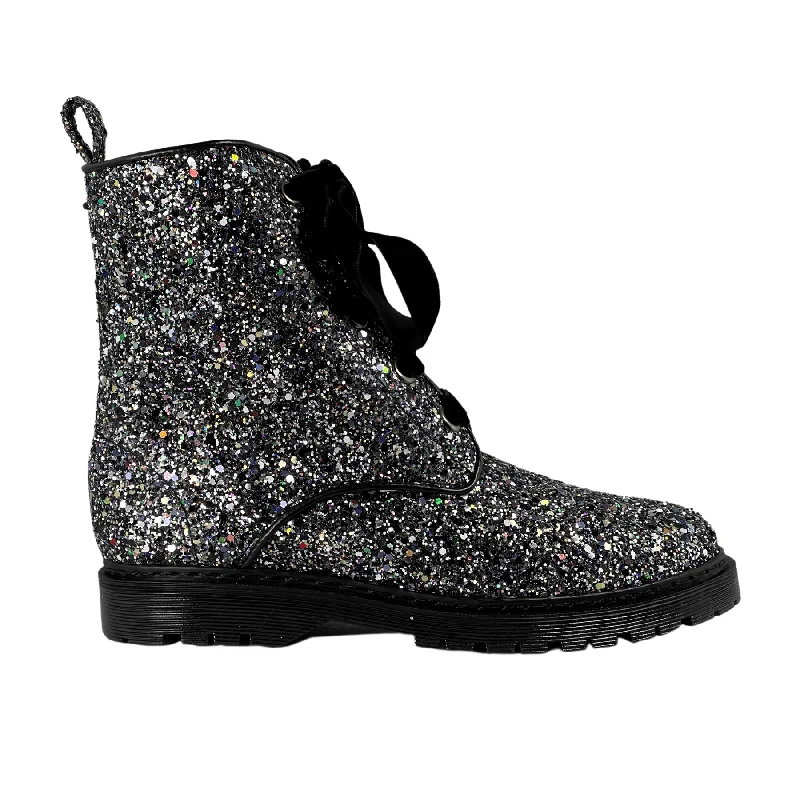 Hot Brand Discounts 'Billie' vegan combat boots by Zette Shoes - silver glitter