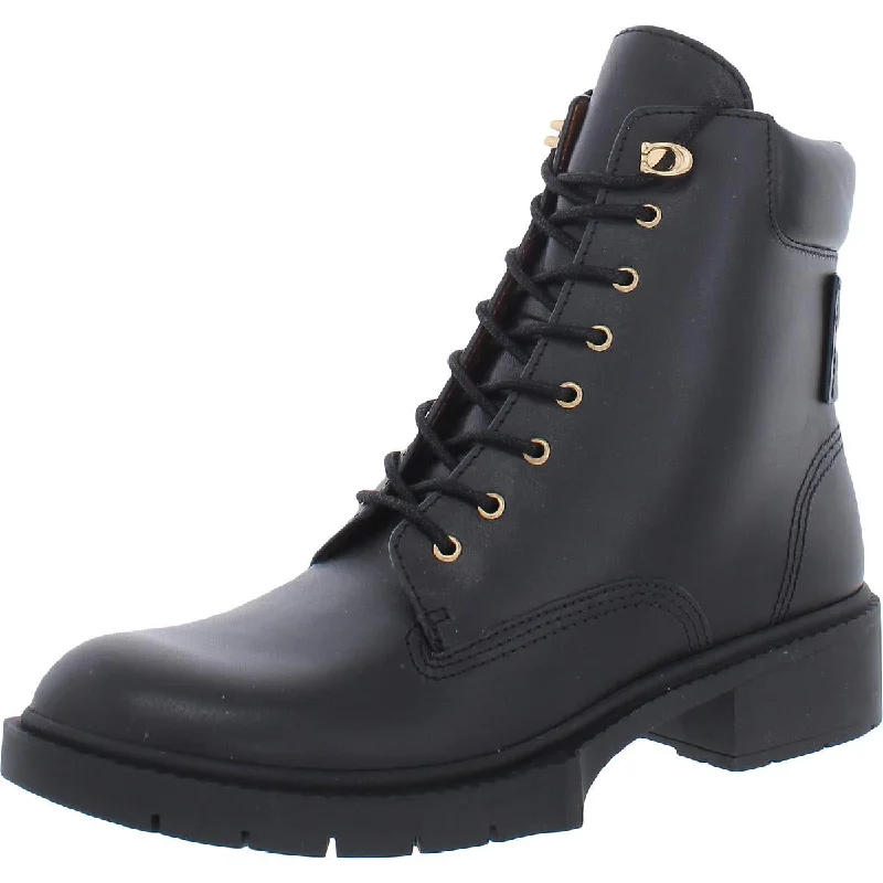 Minimalist Casual Shoes Coach Womens Lorimer Leather Logo Combat & Lace-up Boots