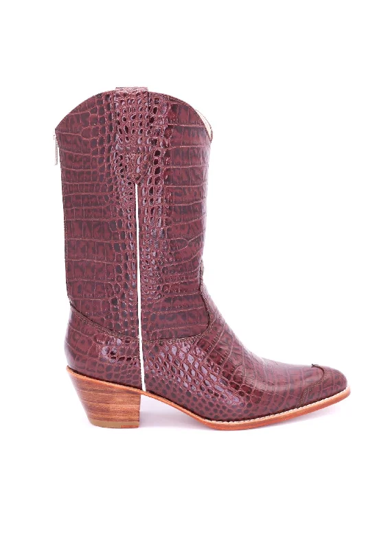 Comfortable Stretchy Shoes CROCODILE EMBOSSED CLEAN COWBOY BOOTS MICHELLE