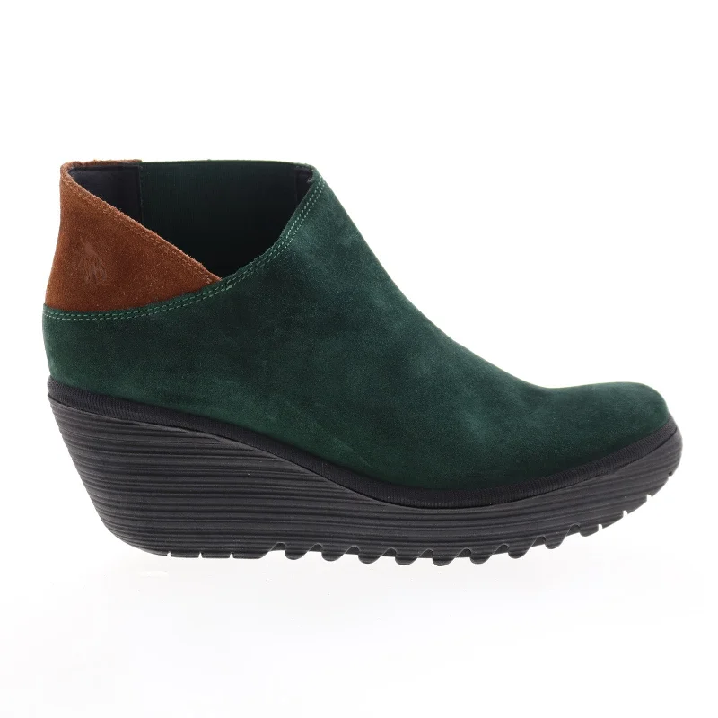 Polished Style Deals Fly London Yego YEGO400FLY-005 Womens Green Suede Ankle & Booties Boots