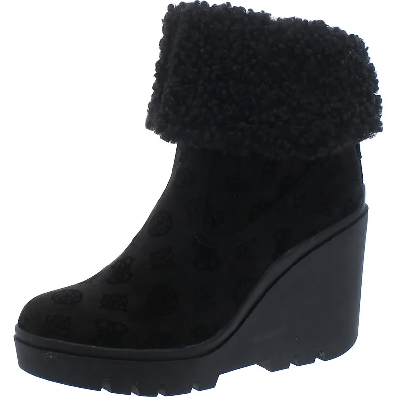 Seasonal Sale Guess Womens Faux Suede Round toe Wedge Boots