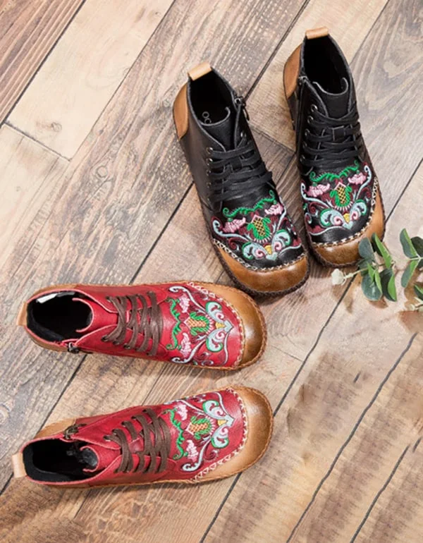 Statement Fashion Offers Handmade Ethnic style Embroidery Ankle Boots