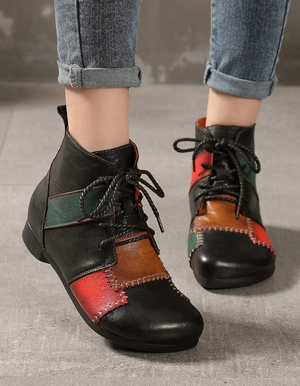 Fast Fashion Favorites Handmade Ethnic Style Retro Leather Stitching Boots