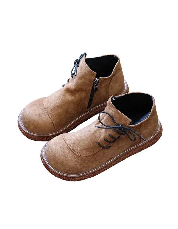 High-Quality Casual Shoes Retro Side Lace-up Suede Spring Shoes