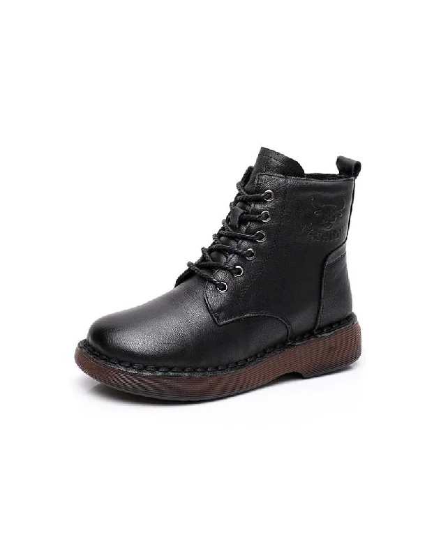 Casual Chic Footwear Offers Handmade Retro Soft Leather Plush Winter Boots