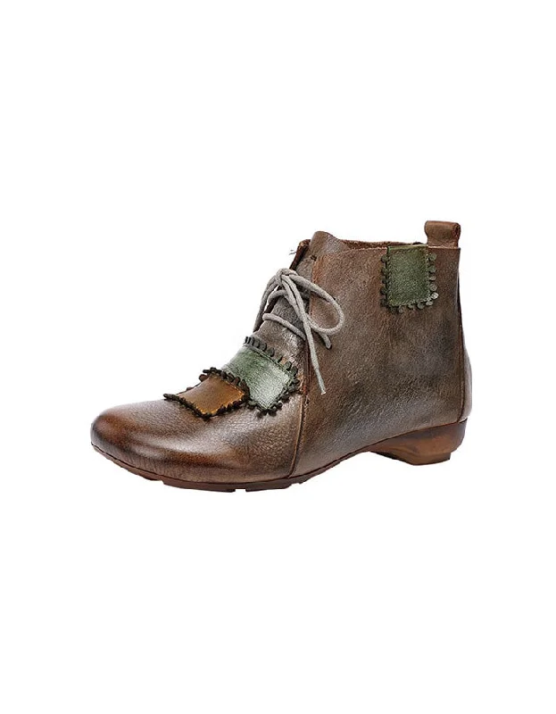 Limited Stock Lace-up Versatile Handmade Retro Leather Boots