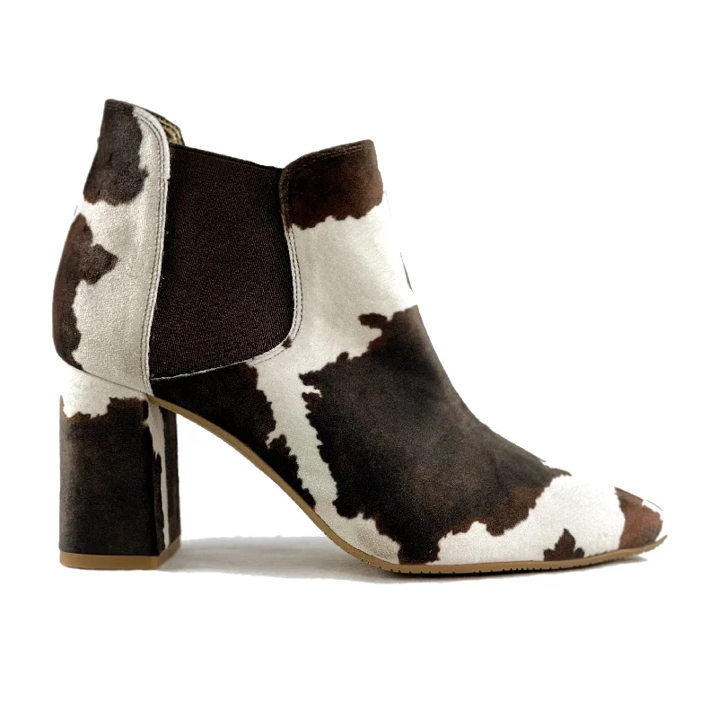 Trend Alert 'Rachel' vegan Chelsea bootie by Zette Shoes - velvet cow print