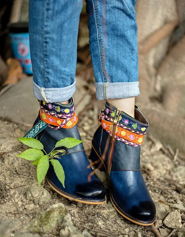 Athleisure Style Sale Vintage Fashion Ethnic Style Buckle Ankle Boots