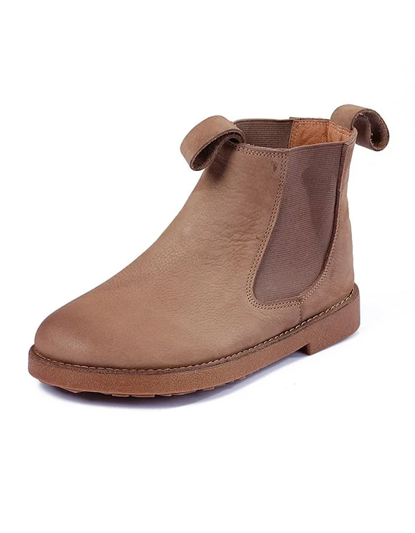 Sporty Fashion Offers Women Soft Leather Retro Chelsea Boots