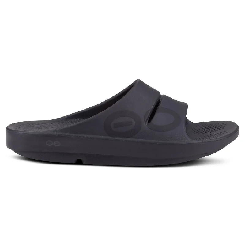 Comfortable Outdoor Shoes OOFOS OOahh Sport Flex Black Mat Sandal (Unisex)