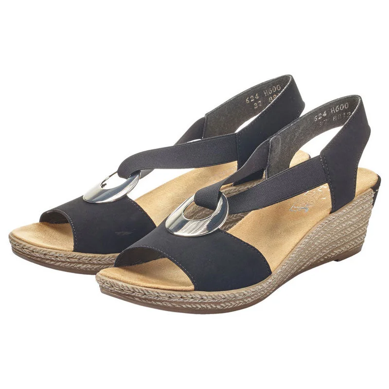 Casual Slip-Ons Promotion Rieker Fanni H6 Wedge Sandal Black (Women's)